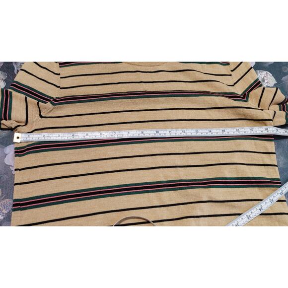 Tory Burch Striped Madeline Merino Wool Pullover Sweater Brown Green Womens L - Picture 8 of 8